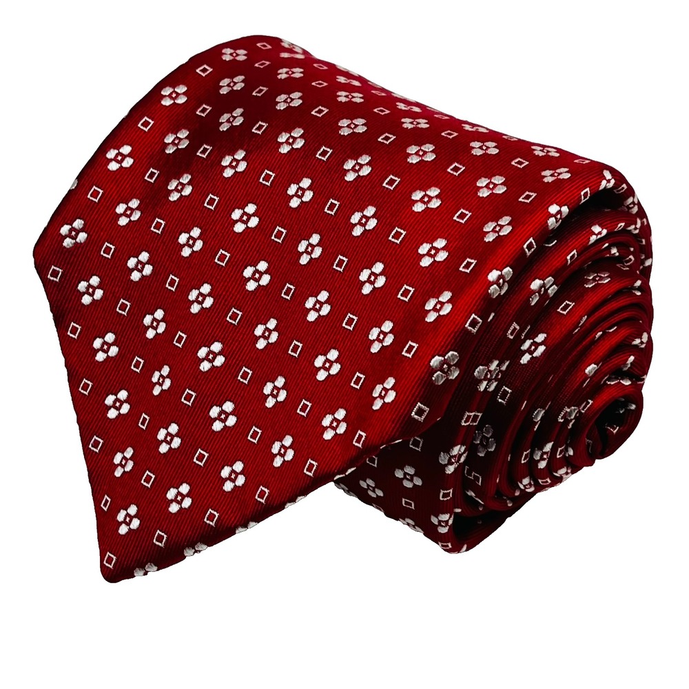 Domenico Vacca Repp Silk Handmade Seven-Fold Mens Necktie Geometric Micro Floral